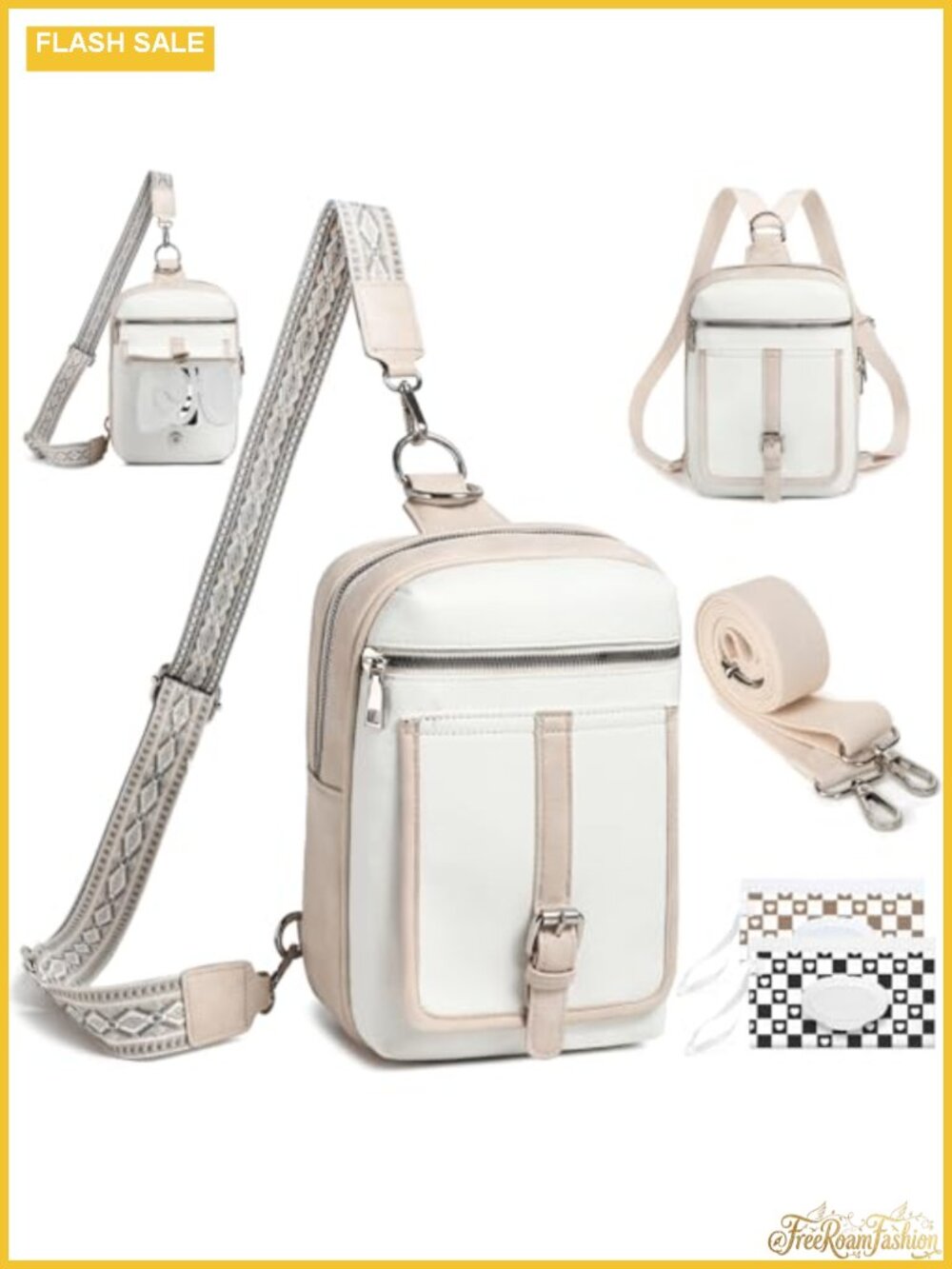 Mini Diaper Bag Crossbody with Wipes Pocket Hands-Free